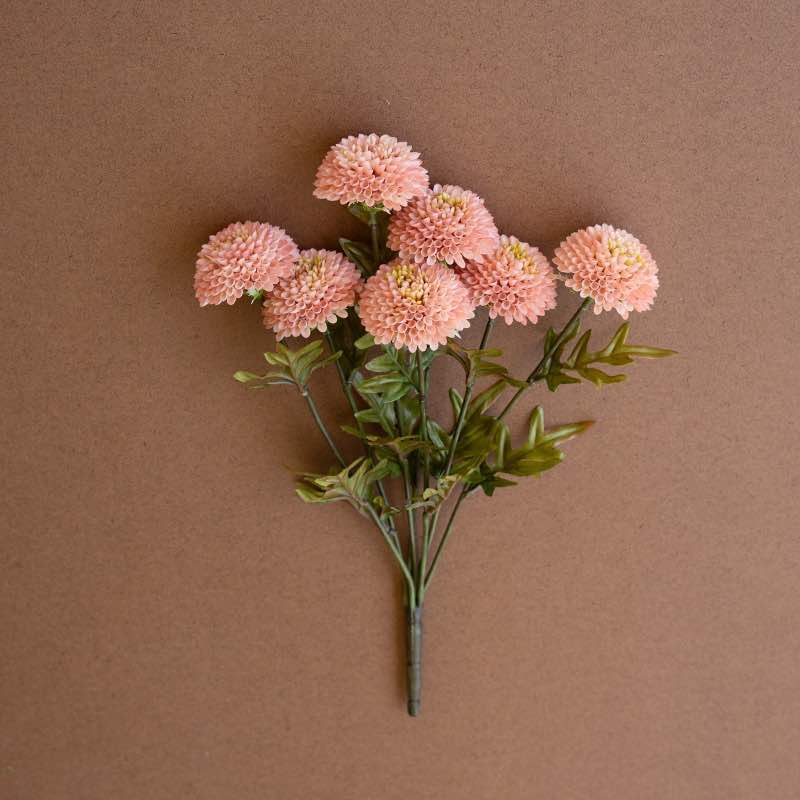 Set of 3 Artificial Pink Ball Dahlias Bundle of 7